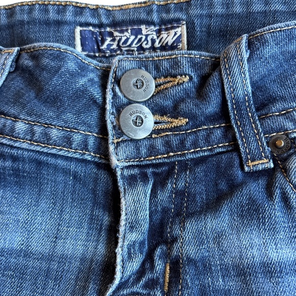 Hudson Jeans Blue Jean Shorts Frayed Hem Low Rise Size 26 - Picture 3 of 10